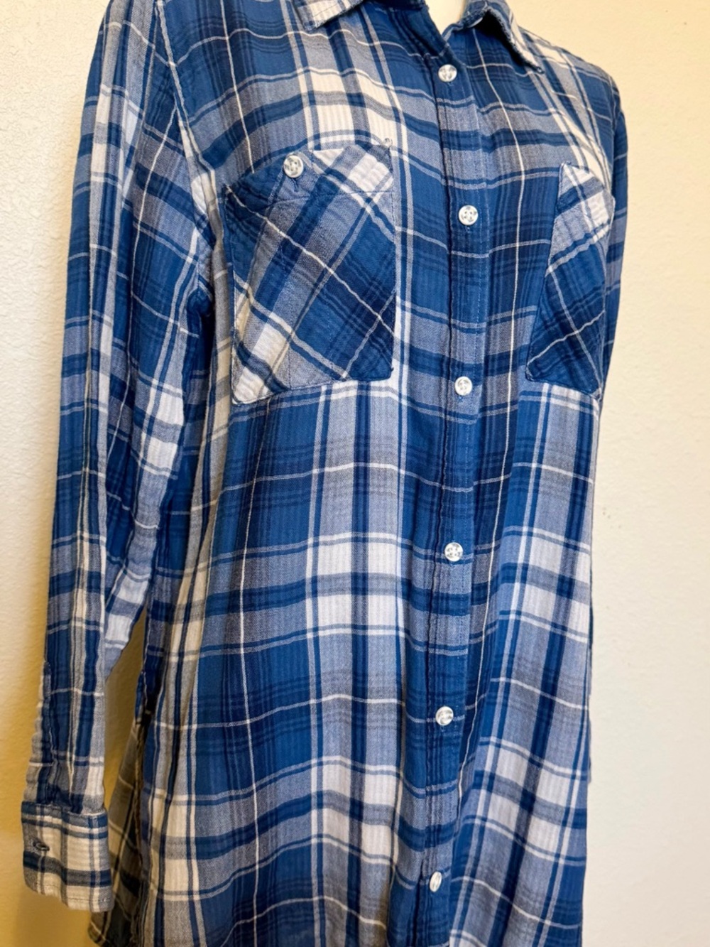 Cato - Blue and White Plaid Button-Up Shirt
